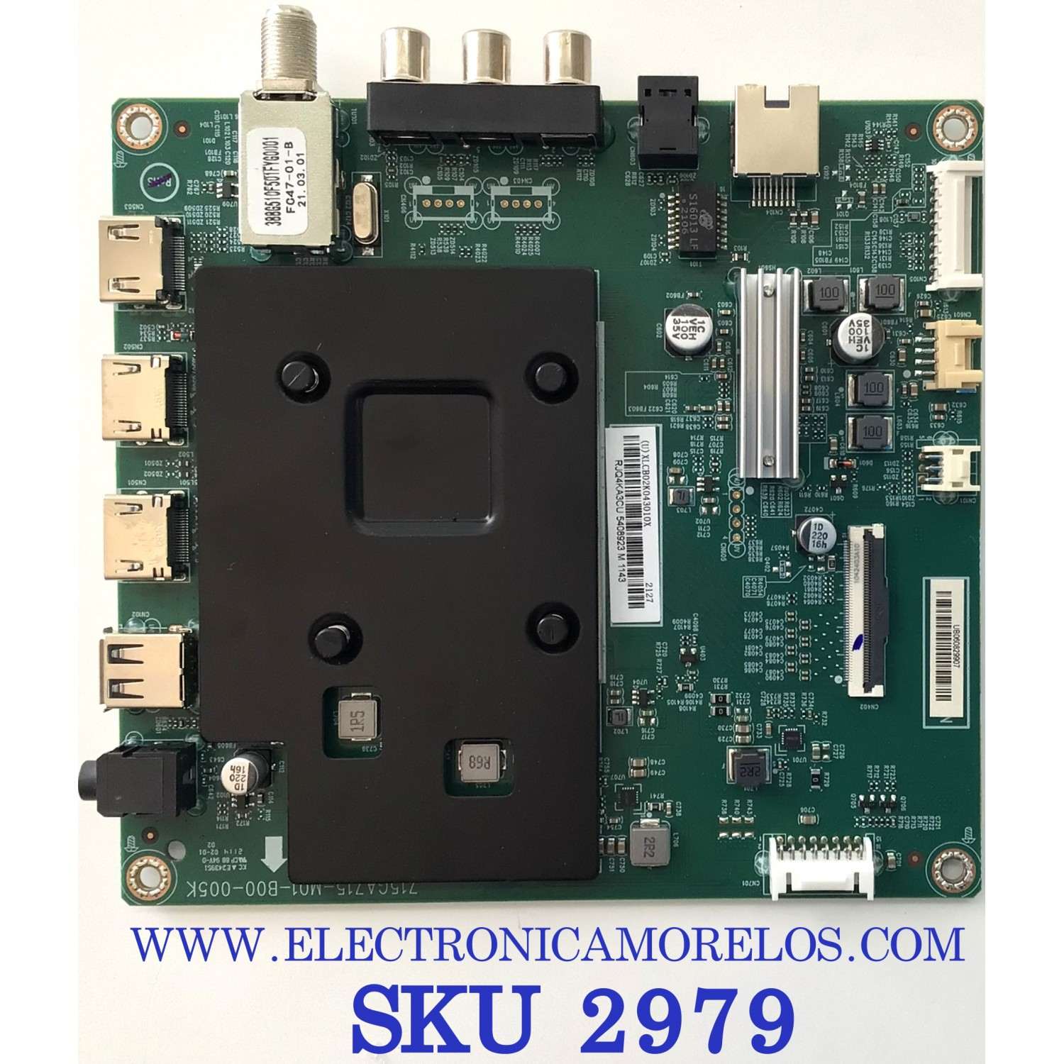 MAIN PARA SMART TV INSIGNIA 4K UHD / NUMERO DE PARTE XLCB02K043 / 715GA715-M01-B00-005K / (U)XLCB02K043010X / RJQ4KA3CU / 5408923 / PANEL TPT500B5-U2T01.D REV:S02BE / MODELO NS-50F301NA22